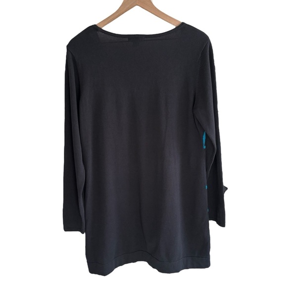 Alfani Knit Sweater Tunic Top Size Large Office Casual Bold Print Long Sleeve - Picture 8 of 13